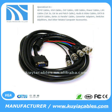Adaptador HD15 VGA a 5 BNC RGBHV Cable macho a hembra
